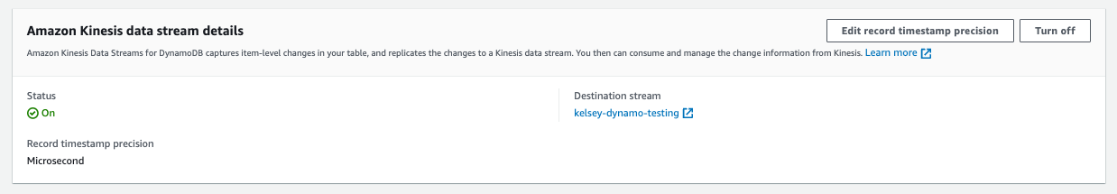 Поток Kinesis для DynamoDB